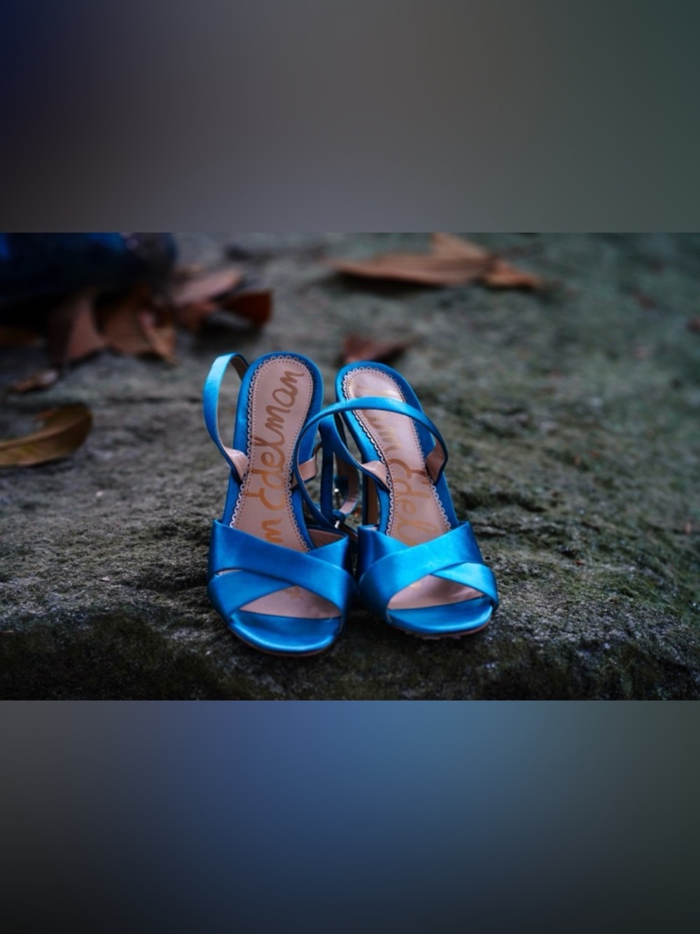 Sam Edelman Blue Satin Strappy Stiletto Sandals - Size 8 - Picture 10 of 10